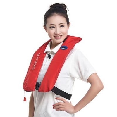 China Oxford Cloth CE Certified ISO 12402 Approved Harness System Red Inflatable Life Jacket - 150N Safety Swimming and Surfing Life Vest for Adults for sale