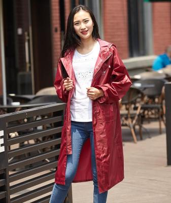 China Polyester raincoat poncho - long red PVC raincoat QA-1701 for sale