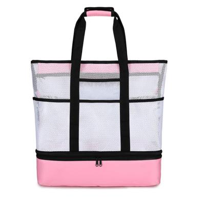 China Waterproof Extra Large Pool Picnic Cooler Bag Portable Soft Insulated Mesh Beach Tote Bag With Cooler For Women for sale