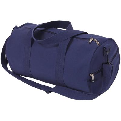 China Custom Gym Sports Navy Cotton Logo Canvas Barrel Duffel Bag Travel Weekender Sneaker Duffel Bag for sale