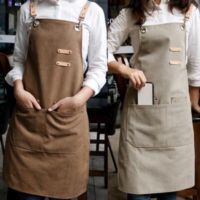 China Wholesale Durable Women's Canvas Apron Housewife Apron For Cleaning Working Cooking Apron for sale