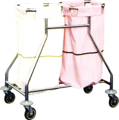 China Contemporary Double Hospital Laundry Trolley Cart With ABS Lids For Patient Room Cleaning for sale