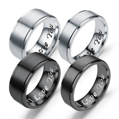 China Factory direct sales lead free nickel free high end accessories couple jewelry wedding titanium steel ring I love you for sale