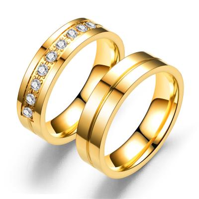 China High End Lead Free Nickel Free Yellow Gold Color Moissanite Wedding Rings Engagement Couples Ring For Woman for sale