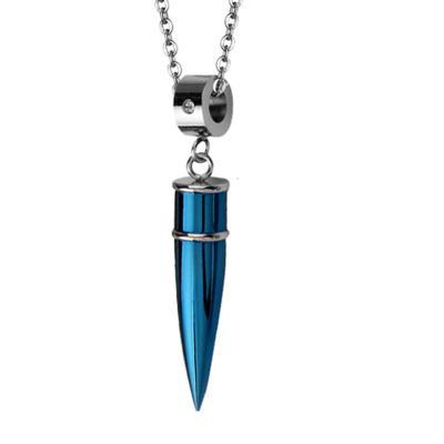 China Cool Titanium Men's 98k Steel Pendant Personality Diamond Necklace Lead Free Nickel Free Bullet In Blue Black Gold Silver Color for sale