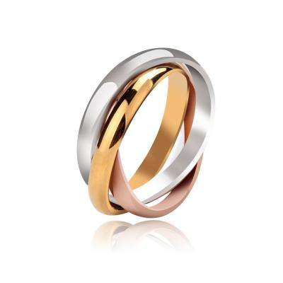 China Stored jewelry titanium steel three-color lock ring Korean version for sale