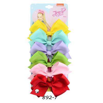 China High Quality Lead Free Nickel Free Jojo Siwa Bows Composite Yarn Ribbon Hair Bows Cilp 6pcs With Card Packing for sale