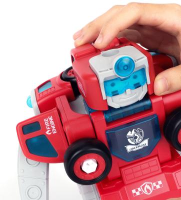 China Assembled/Transformed/Sounds/Lightweight Diy High Quality Robot Disassembled Kids Assembly Toys Electric Fire Truck Car for sale