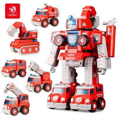 China Assembled/Transformed/Sounds/Light Erchaoxi Take Apart Robot Toys For Kids 5 In 1 Projects STEM Toys Construction Building Vehicle Set Gifts For Kids for sale