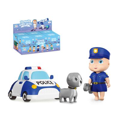 China Kids Role Playing Role Playing Professions Series ABS Toys Mini Police Car And Policemen Dolls Figures Set For Children for sale