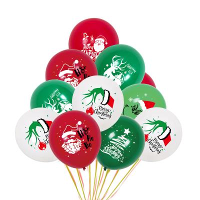 China 50/pack 12 Inch New Latex Christmas Stamp Santa Tree Party Balloons Elk and Elk Forest Printed Balloons for sale