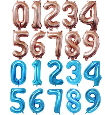 China Gift Toy Wholesale 40 Inch Number Foil Balloon Set For New Year Birthday Party Blue Rose Gold Number Foil Balloon Supplies for sale