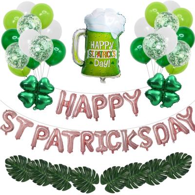 China Party Decoration Happy St Patrick's Day Letter Balloon Irish Day Crumb Latex Balloon Combination Party Decoration 18inch for sale