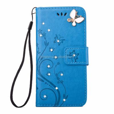 China Classic Protector Butterfly Embossed Flip Leather Phone Case For iPhone 8 for sale