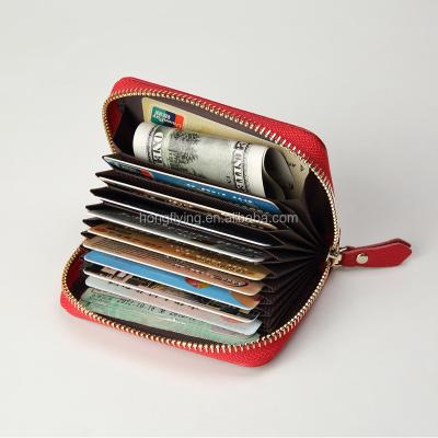 China Credit Card Zipper Around Card Wallet Genuine Leather Multiple Card Holders With Leather Strap OEM Service for sale