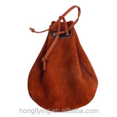 China Recyclable High Quality Cowhide Suede Leather Pouch For Jewelry for sale