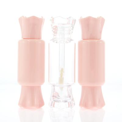 China High Quality Candy Pink Empty Lip Gloss Tube With Brush For Liquid Cosmetics for sale