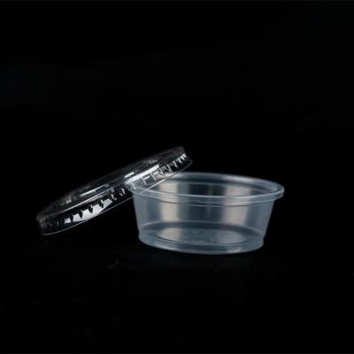 China 1.5oz pp transparent disposable plastic cup hand to cup high sauce single wall single wall cup with lid for sale