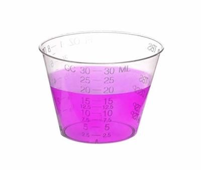 China Plastic Disposable Measuring Measure Medicine Cups 1 oz with ml, dram, cc and licensed fluid ounce marks for pill, epoxy, resin, liquid/powder medication for sale