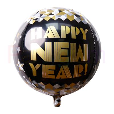 China Advertising Toy Advertising Toy 3D Happy New Year Balloons Set With Helium / Air Foil Baloon for sale