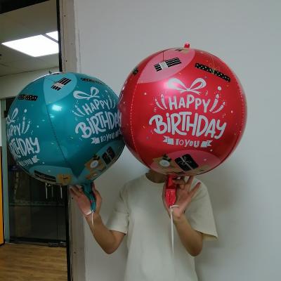 China Advertising Happy Birthday 22inch 4d Round Balloon Toy Aluminum Foil Happy Birthday 22inch 4d Round Factory GLOBO Automatic Baloon Shape Helium Sealing Good Quality Level for sale