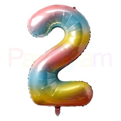 China Advertising Toy Advertising Toy Large 40' Helium Quality Rainbow Number TWO Balloons For Party Birthday 2020 New Arrivals Party Gift Happy Birthday Flying Ball for sale