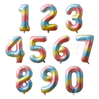 China Advertising Toy Big Size Advertising Toy Foil Balloons 40 Inch Birthday Party Decoration RAINBOW Color NUMBER 0-9 Balloons for sale