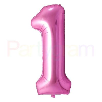 China Advertising Toy Announcing Toy 40 Inch PINK Color Foil Balloons Happy Birthday Wedding Party Balloon Number ONE Balloons for sale