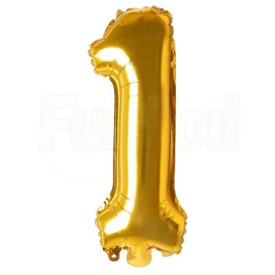 China Advertising Toy Foil Birthday Wedding Party Decoration 0-9 Advertising Balloon 16 Inch China Golden Number Wholesale Inflatable Self-Sealing Balloons for sale