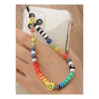 China Fashion Universal Mobile Lanyard Colorful Beads Cellphone Chain Phone Straps Decoration Phone Charms For Women Girls for sale