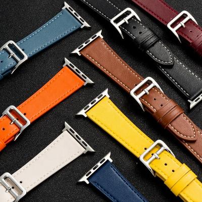 China Retro Leather Watch Bands For Apple iwatch 7 6 5 4 3 2 Unisex Straps 38 40 41 42 44 45mm Quick Release Watch Strap for sale