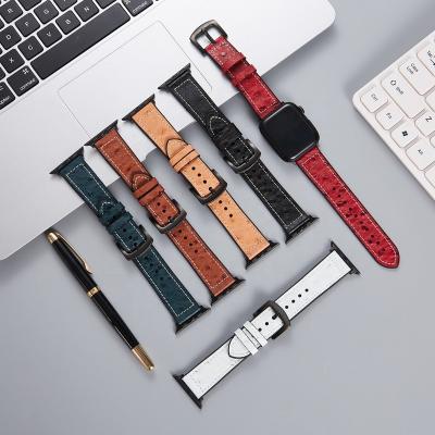 China Retro Leather Watch Bands For Apple iwatch 7 6 5 4 3 2 Unisex Straps 38 40 41 42 44 45mm Quick Release Watch Strap for sale