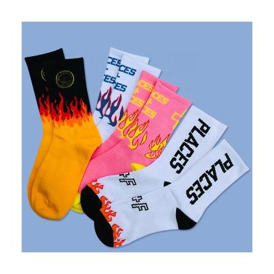 China Flame Breathable Fire Socks Unisex Sports Crew Socks for sale