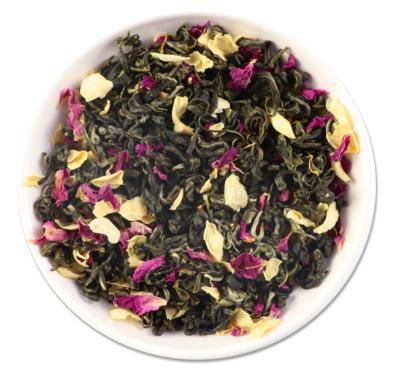 China Zero Additives Bulk Dried Fruits And Flowers Blended Jasmine Flavored Tea / Cherry Green Tea Loose Leaf Green Tea for sale