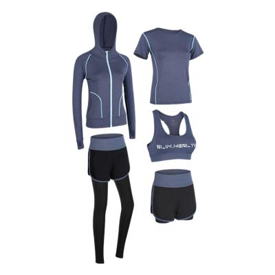 China New Wholesale Female Gym Wear Fitness Suit Clothes Breathable Five Dry Running Quick Dry Yoga Suit Sweat for sale