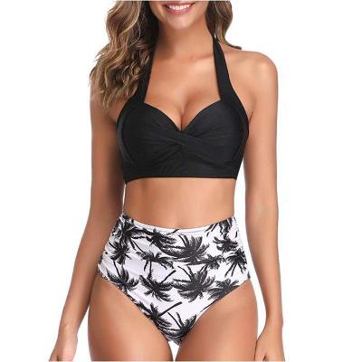 China Retro Plus Size Women Swimming Suit High-waist Swimwear for sale