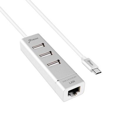 China USB 2.0 TYPE-C Dtech AU HUB High Speed ​​USB HUB Support OEM ODM TYPE-C with 10/100 Mbps Ethernet for sale