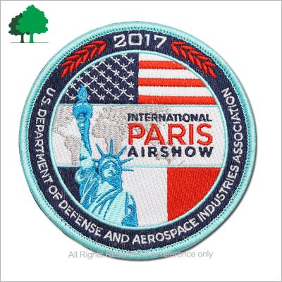 China high quality factory direct sale 3D cheaper embroidery patch for Paris custom logo embroidered patch on apparel for sale