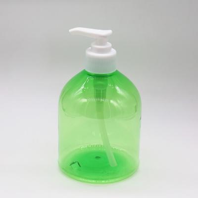 China Household Products Clear Hand Sanitizer Pump Bottle 500ml PET Body Soap Green Detergent Bottle for sale