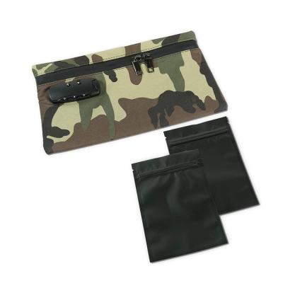 China Durable Fiber Technology Activated Carbon Odorless Pouch With Combination Lock Camouflage Smell Proof Bag for sale