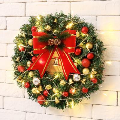 China Non-Toxic Handmade Door Hanging Outdoor Home Christmas Garland Decoration Christmas Wreath With Decor Led Light for sale