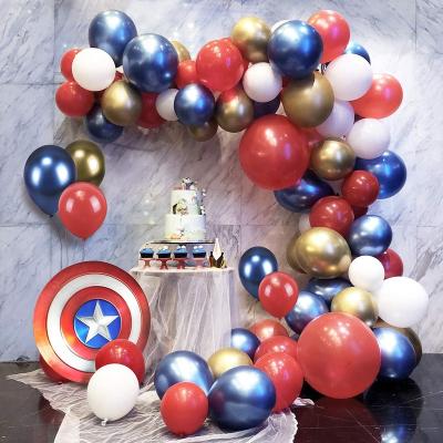 China Metallic Toy High Quality Cap.tain America Baby Balloon Arch Garland Set Birthday Party Gift Decoration Happy Round Latex Supplier for sale