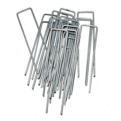 China Pegs Metal Turf Flat Steel U Nail For Artificial Grass Landscape Anchor Pins for sale