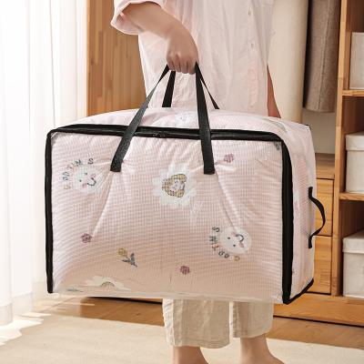 China Durable Upgraded Viable PVC Quilt Bag Storage Waterproof Bag Luggage Bag Quilt Moving Transparent Storage Box for sale