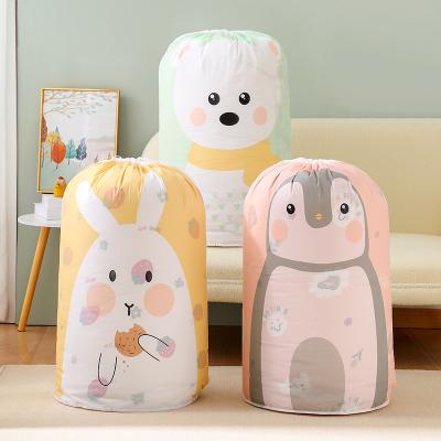 China Sustainable Cartoon Quilt Bag Garment Organization Bag PEVA Drawstring Quilt Storage Bag for sale