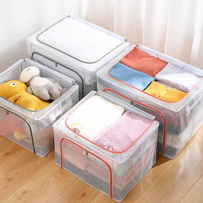 China New Steel Frame Quilt Viable Storage Box Household Waterproof Clothes Organizer Bag Thickened Large Foldable Bath Box for sale