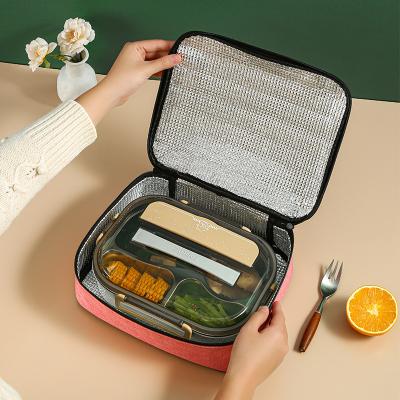 China New Thermal Insulation Cloth Aluminum Foil Lunch Box Bag Thick Portable Office Worker Cationic Lunch Bag With Meal Picnic Insulation Bag for sale