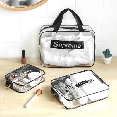 China Modern simple transparent cosmetic bag large capacity transparent cosmetic bag PVC wash bag waterproof bag for sale