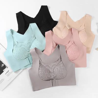 China Front Buckle Brassiere Push Up QUICK DRY Back Underwear Posture Corrector Bra Plus Size Latex Protection Bra Seamless Bra For Women for sale