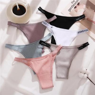 China Antibacterial T-Back Female Cotton Thongs Women M-XL Sexy Panties Fashion Panties With Letters Girls Underwear Lingerie for sale